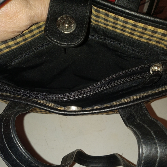 Longaberger Medium size Checkered Fabric/Faux Leather Purse - Picture 6 of 6